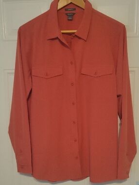 Eddie Bauer Rust Orange Button-Up Blouse